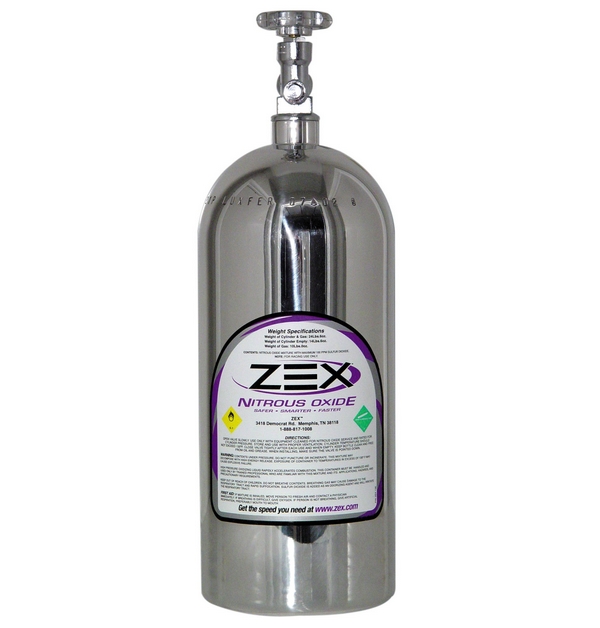 Polished Nitrous Bottle 10 lbs (w/ Valve)